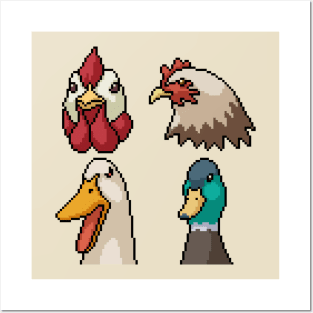 chicken duck pixel Posters and Art